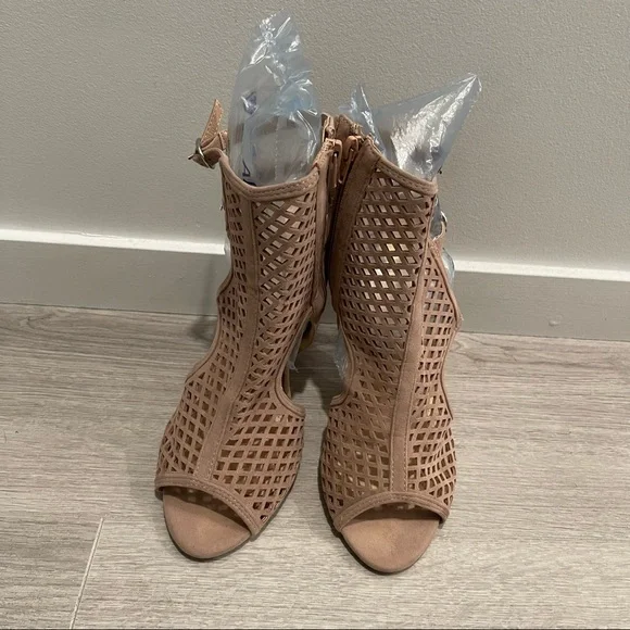 Chase + Chloe strap sling back zip stiletto heels tan 7.5 - Picture 8 of 12